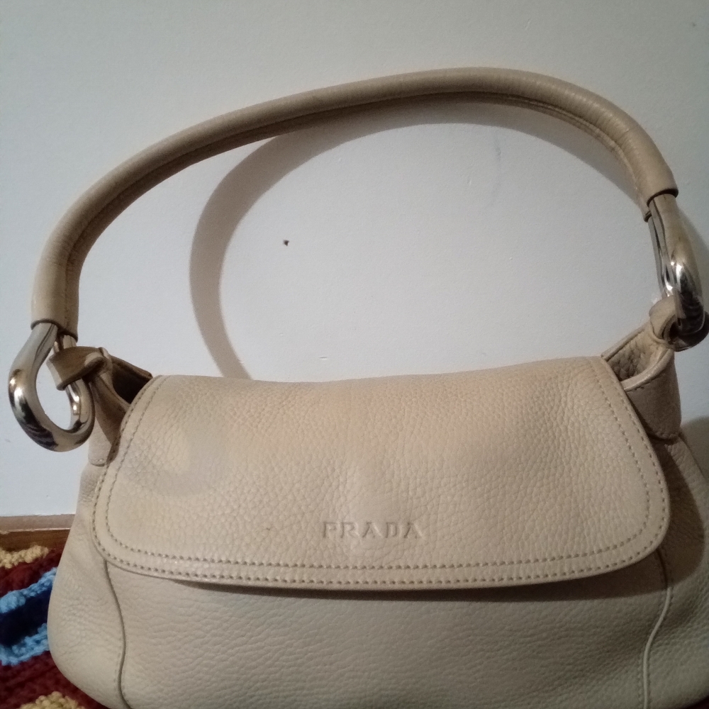 Authentic Prada Tan Vitello Daino Vintage Shoulder Bag